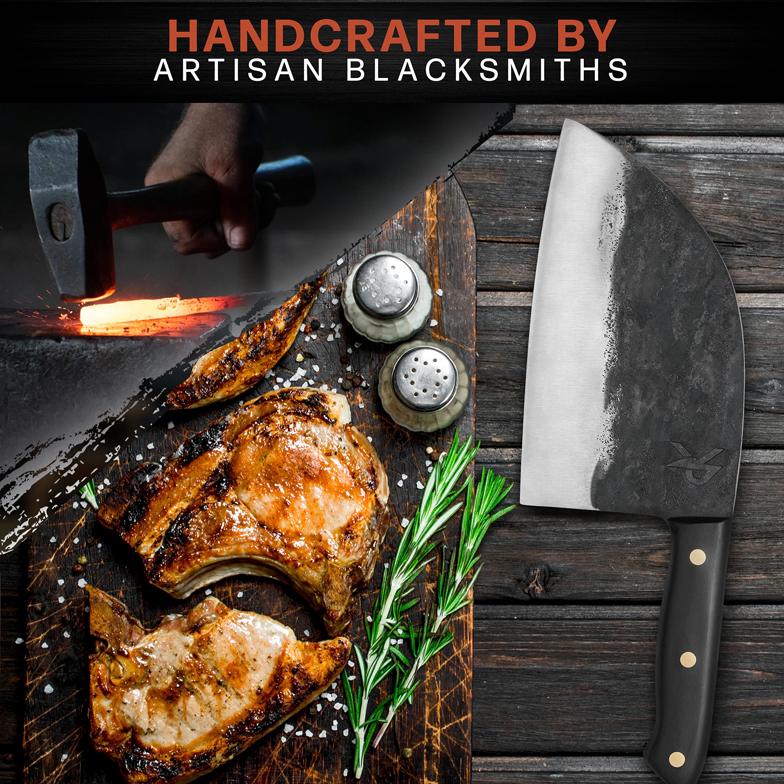 Kitchen Perfection handle close-up highlighting pakkawood grip for comfortable control