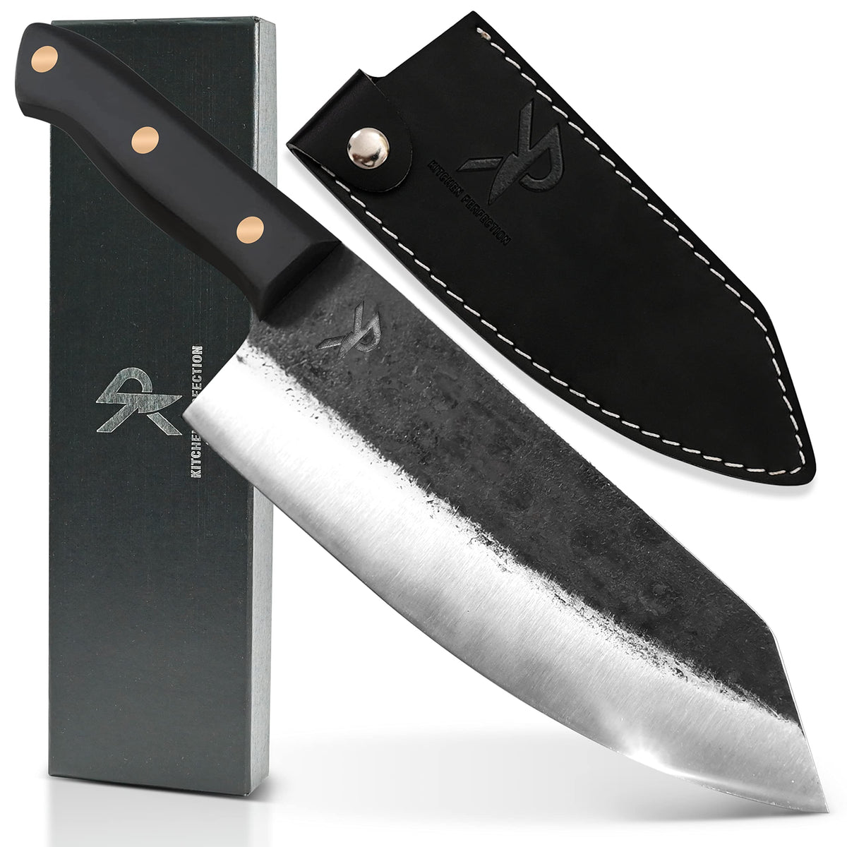 Kitchen perfection front view of kiritsuke-inspired blade showing shape and balance benefit