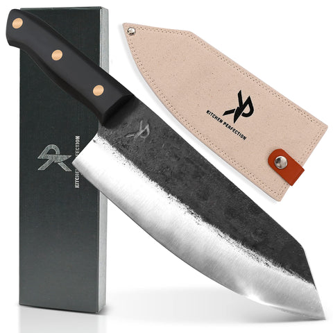 Kitchen Perfection front view of full knife showing balanced profile and sharpness