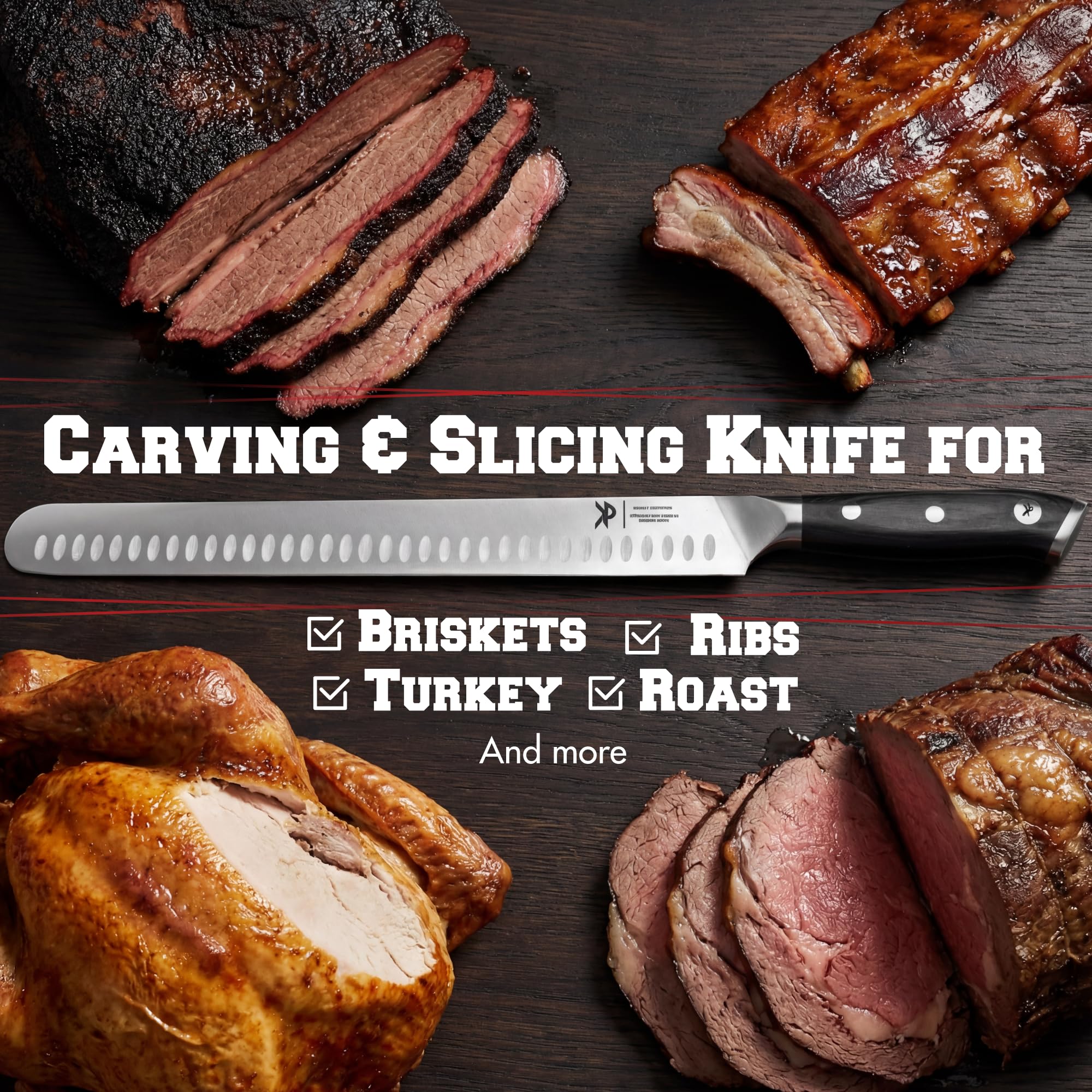 Kitchen Perfection slicing brisket in use for even, tear-free meat portions