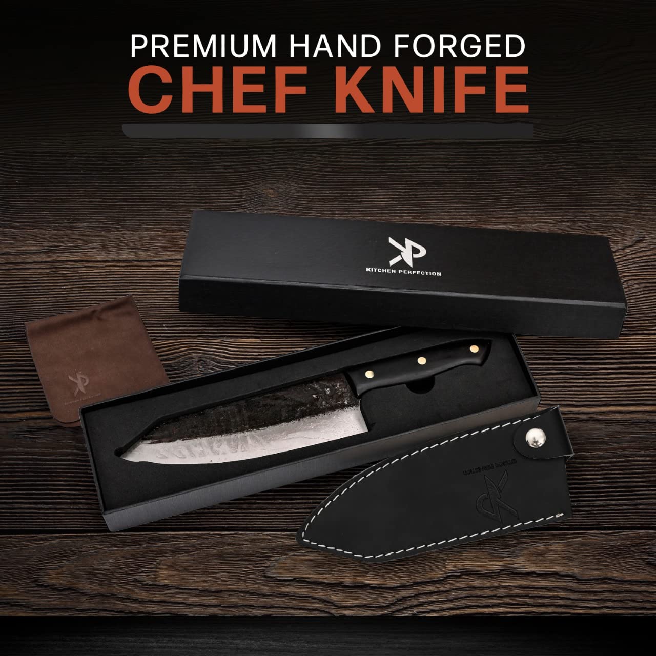 Kitchen perfection on cutting board beside ruler showing blade length and scale benefit