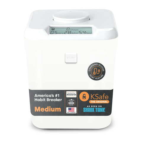 Kitchen Safe K-Safe medium front view showing clean white design and visible lock, promotes focus