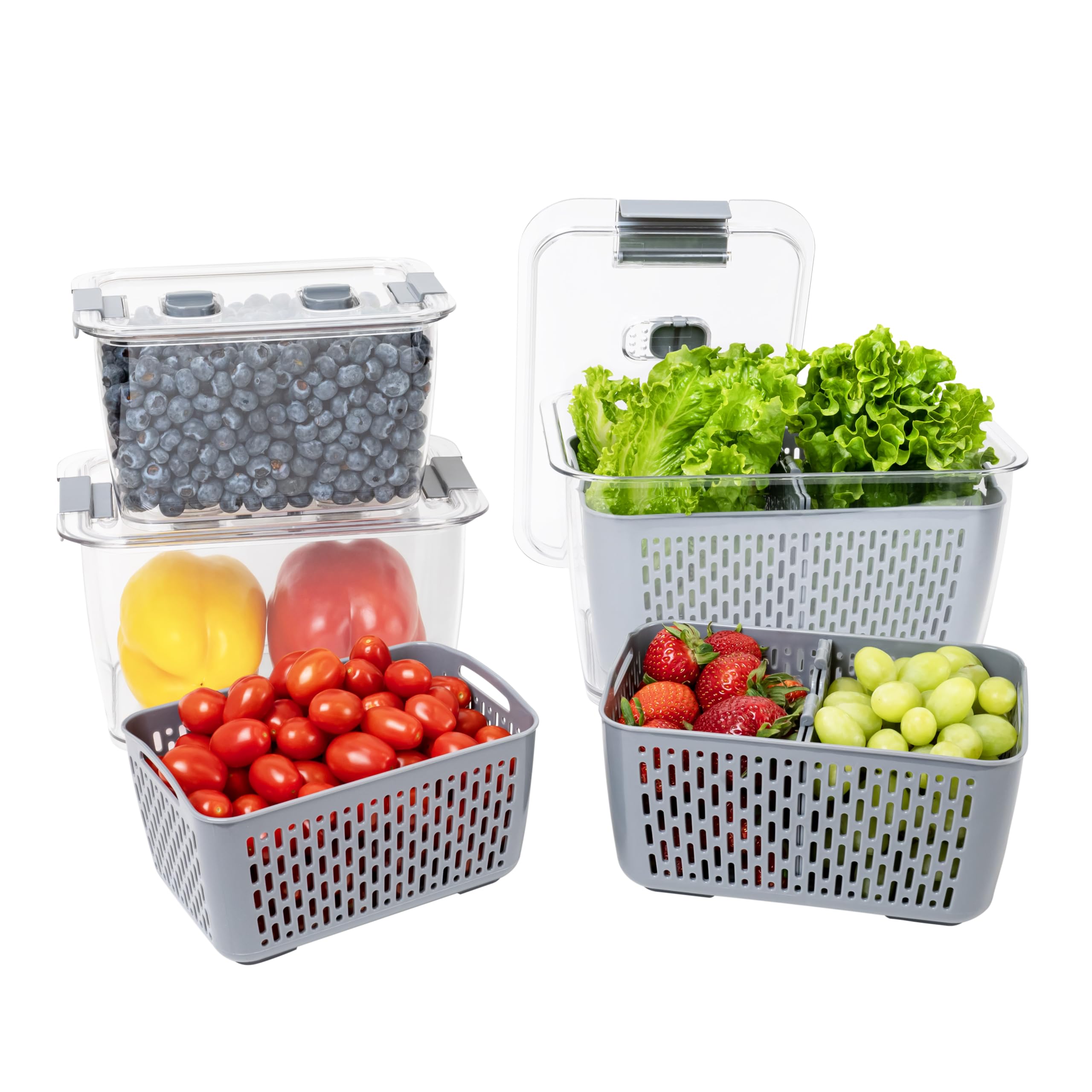 Kitchen Spaces front packaging showing three colander containers and lids for organized storage