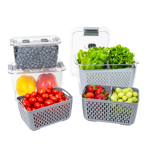 Kitchen Spaces front packaging showing three colander containers and lids for organized storage