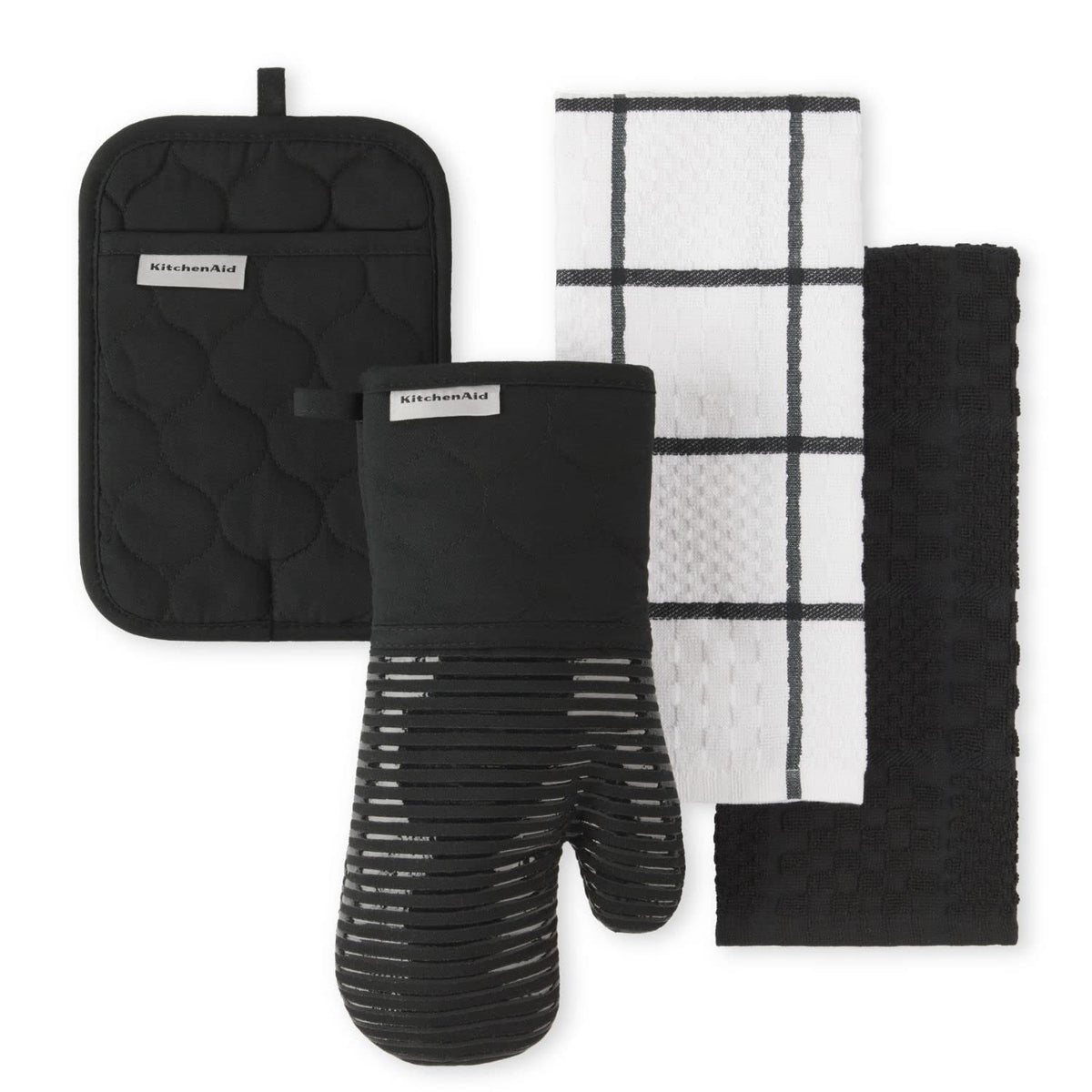 KitchenAid 4-piece set front view showing coordinated matte black pieces and usefulness