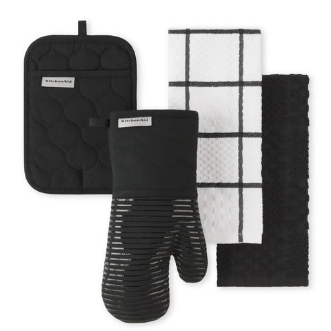 KitchenAid 4-piece set front view showing coordinated matte black pieces and usefulness
