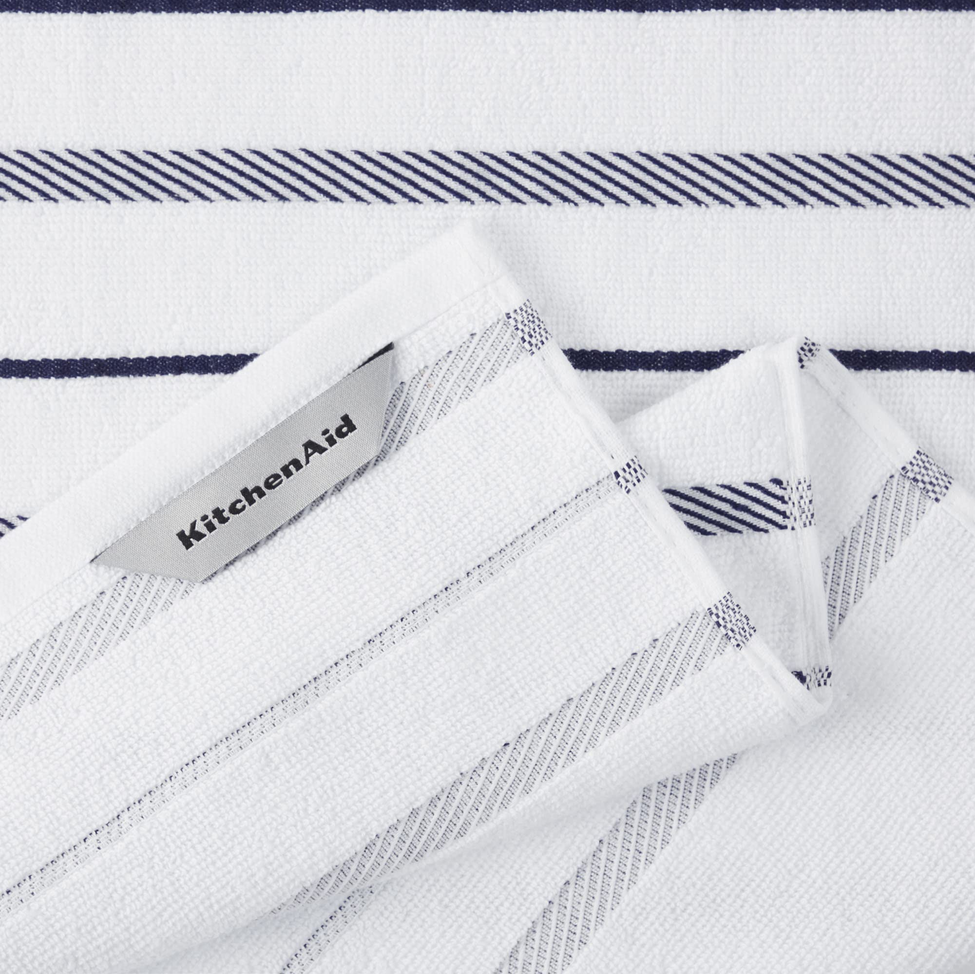 KitchenAid towels hung on a hook in a kitchen for instant decorative and accessible benefit