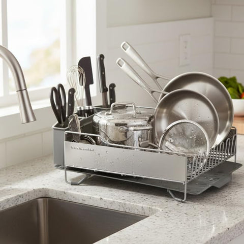 KitchenAid angled drainboard close-up directing water to sink to keep countertop dry