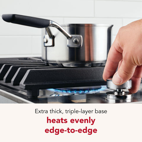 KitchenAid underside showing induction-ready aluminum core for fast heating