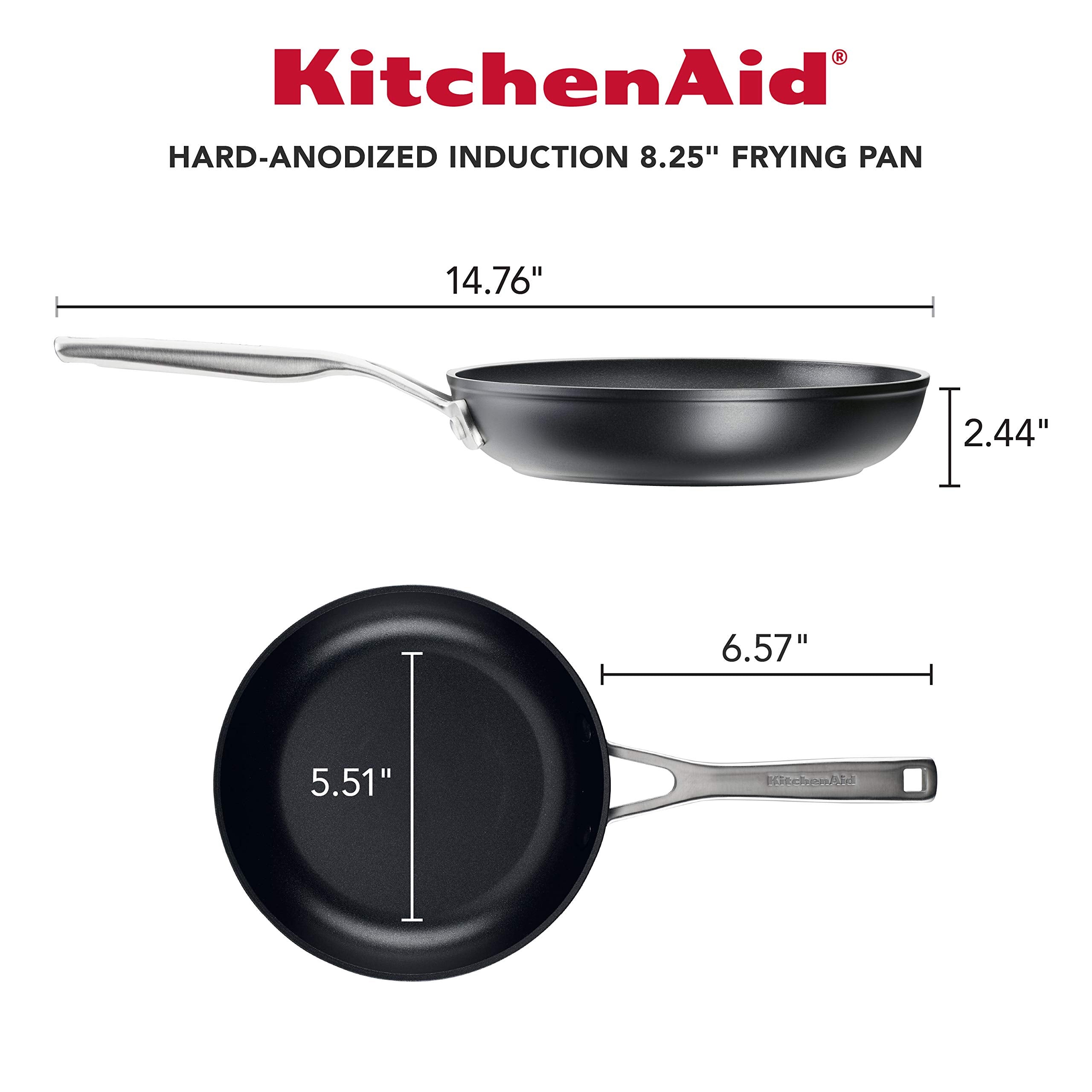 KitchenAid pan forged base cross-section showing thick base for even heat distribution