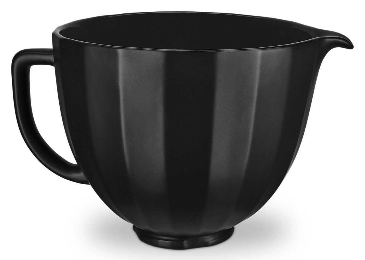 KitchenAid front view of black shell ceramic bowl showing elegant matte finish and durability
