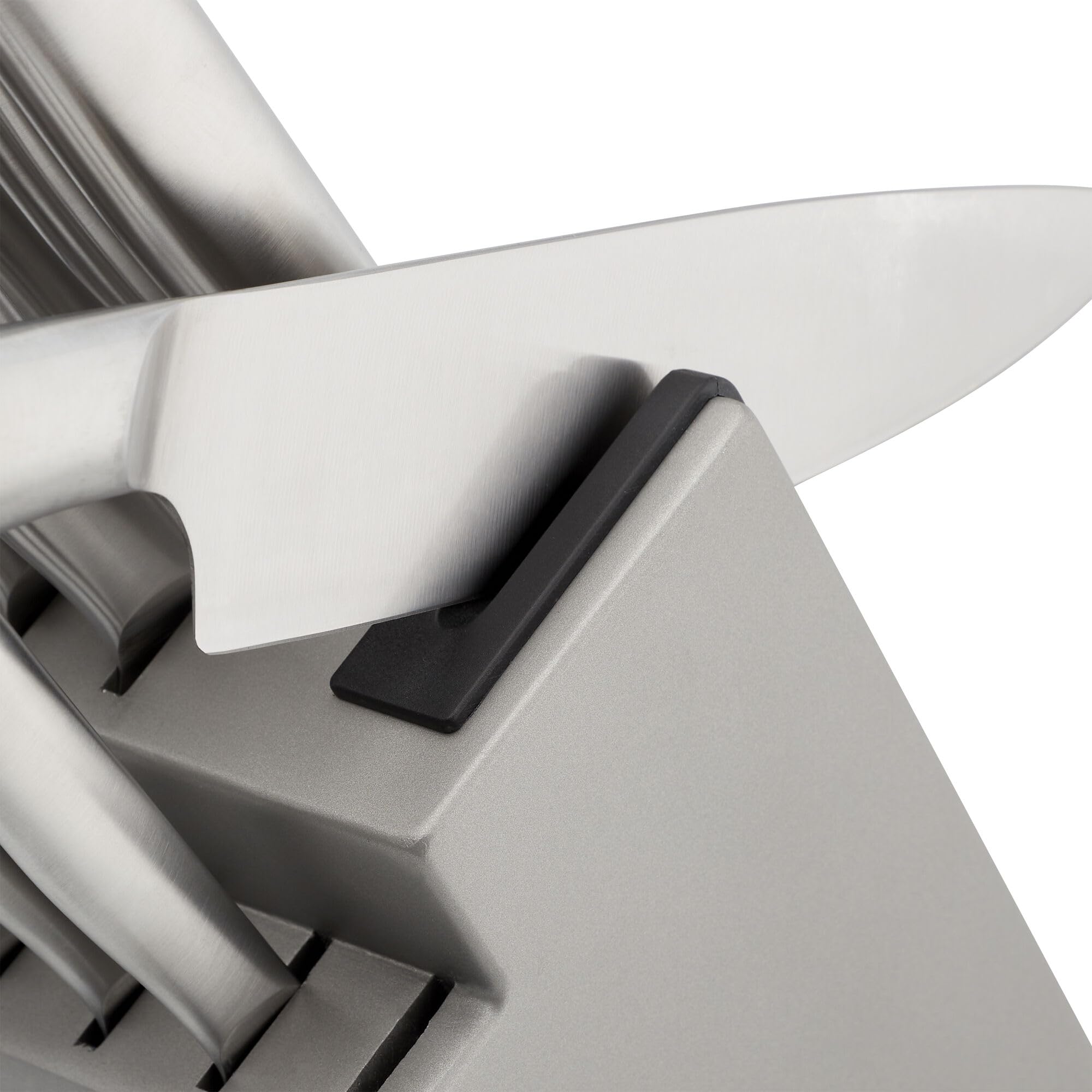 KitchenAid wood block with built-in sharpener showing easy on-counter maintenance