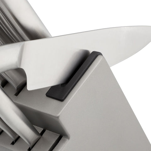 KitchenAid wood block with built-in sharpener showing easy on-counter maintenance