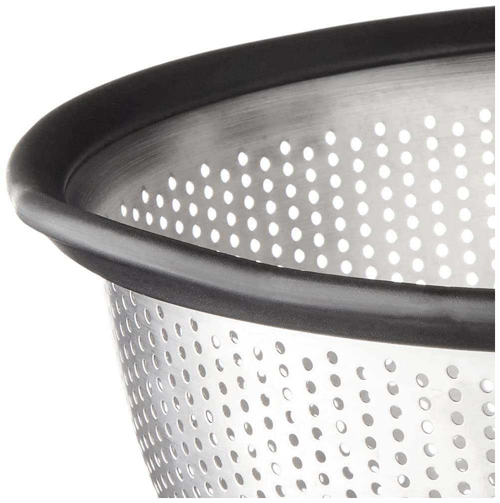 KitchenAid colander handle and raised feet close-up showing secure grip and elevation benefit