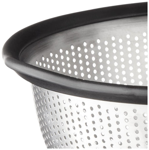 KitchenAid colander handle and raised feet close-up showing secure grip and elevation benefit