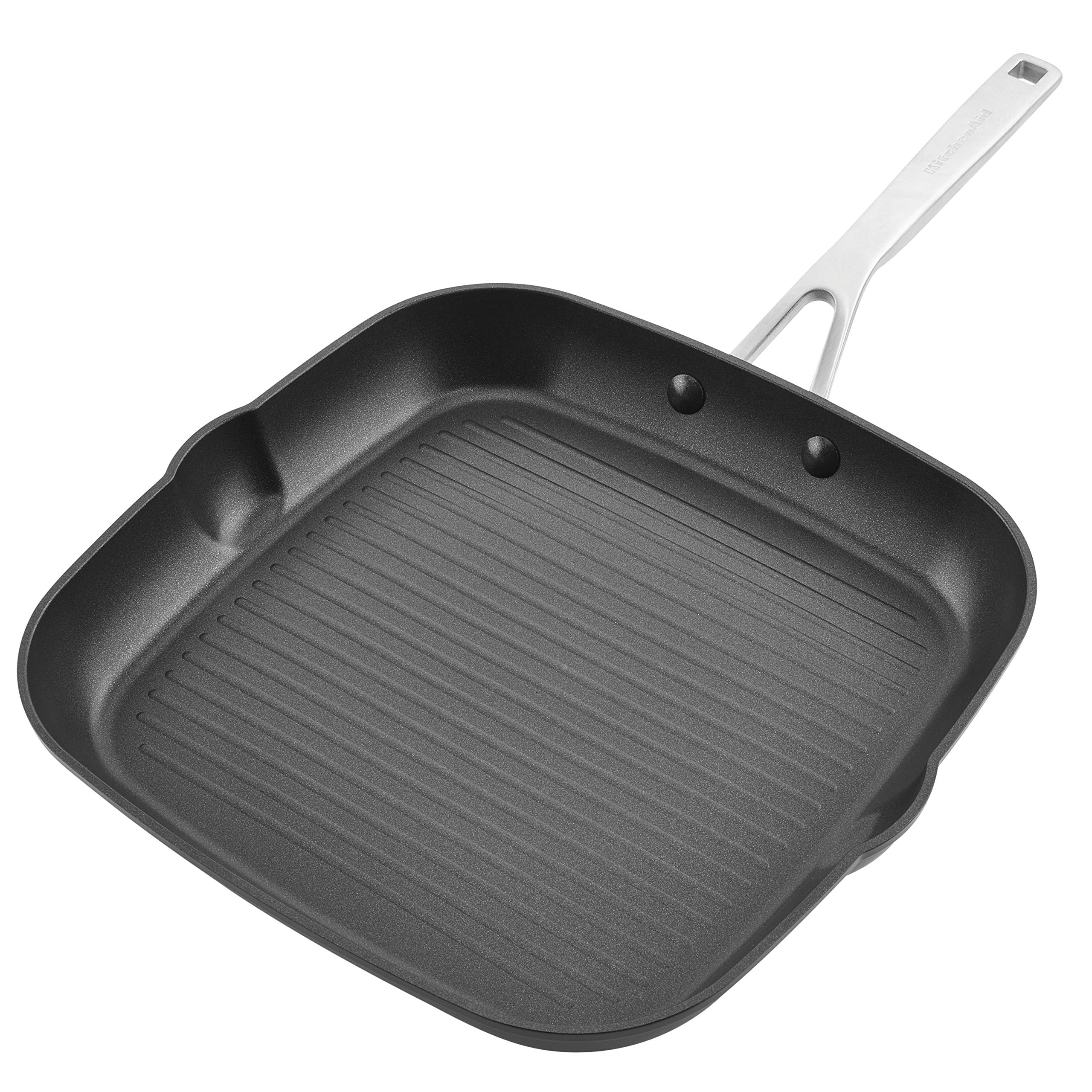KitchenAid pan next to utensils showing size comparison and easy handling at home