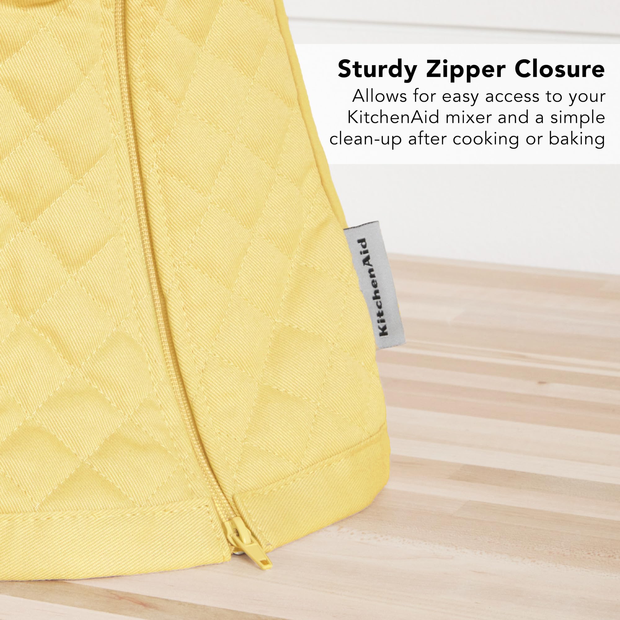 KitchenAid cover on mixer in kitchen lifestyle brightening countertop and protecting