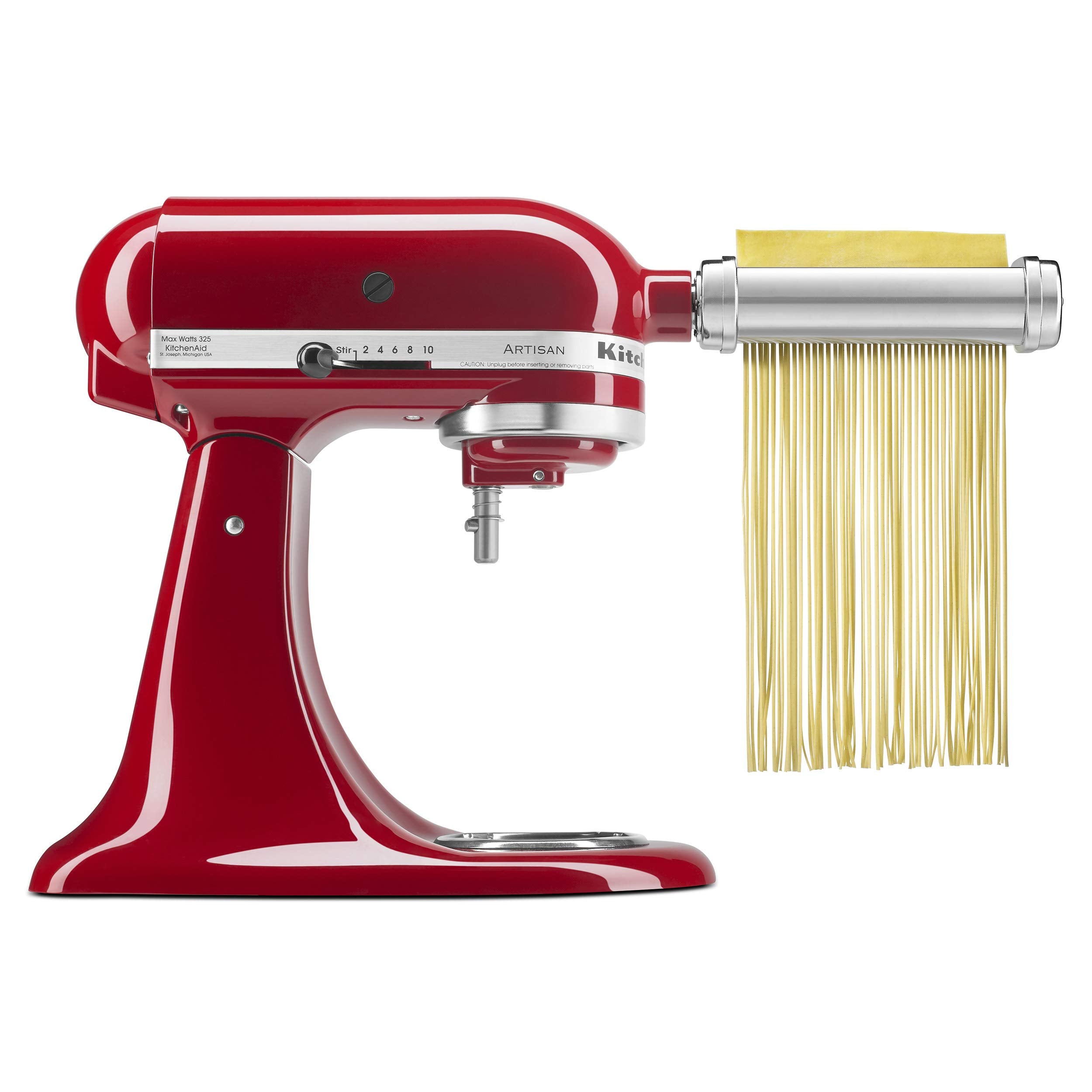 KitchenAid freshly cut capellini and lasagnette showing consistent noodle shapes
