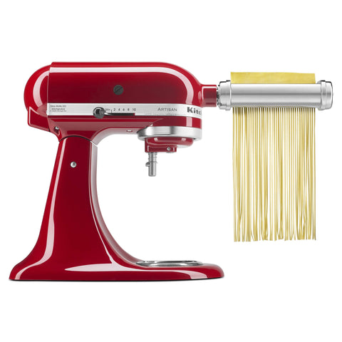 KitchenAid freshly cut capellini and lasagnette showing consistent noodle shapes
