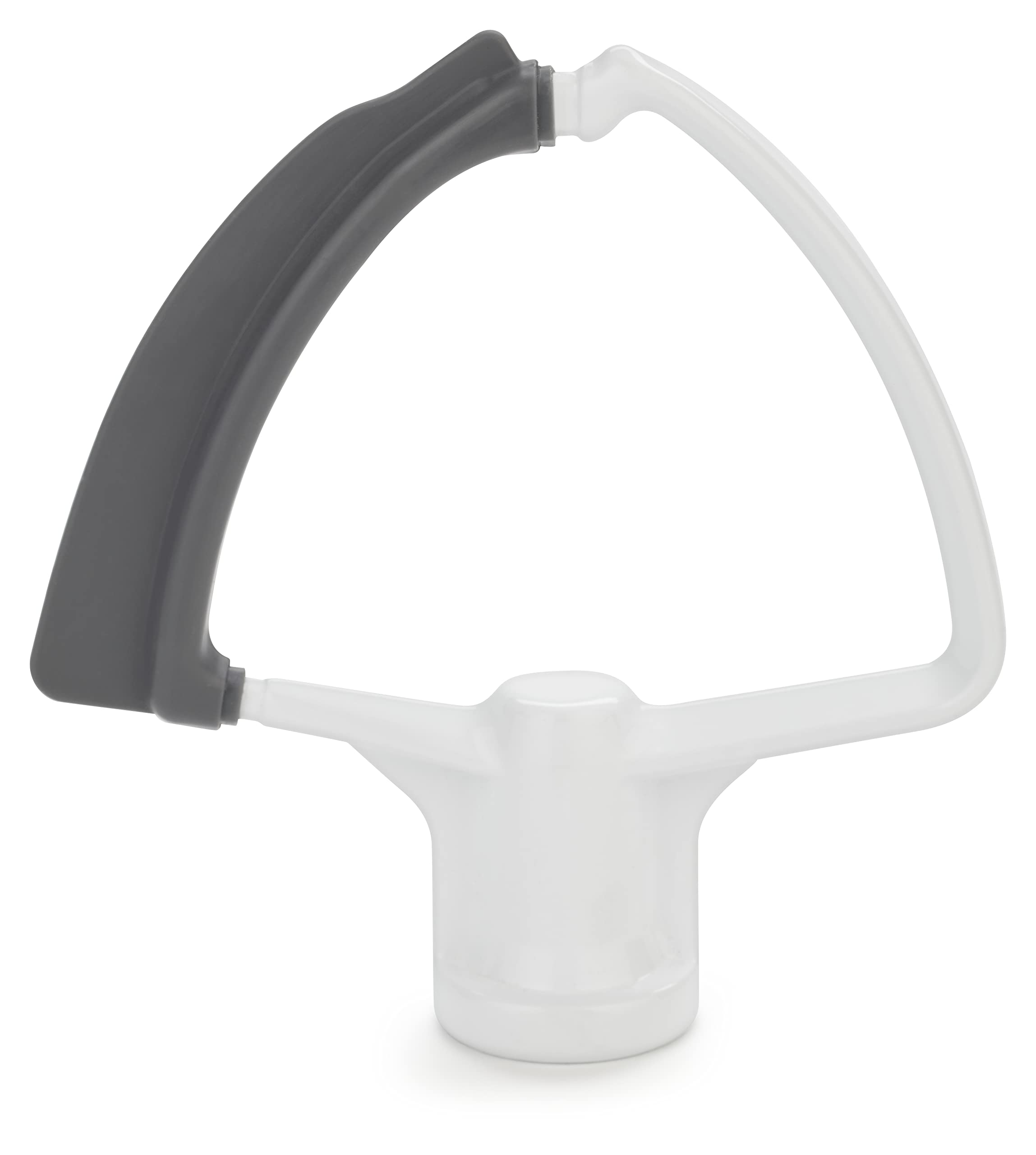 KitchenAid front view of flex edge beater showing shape and finish for faster mixing
