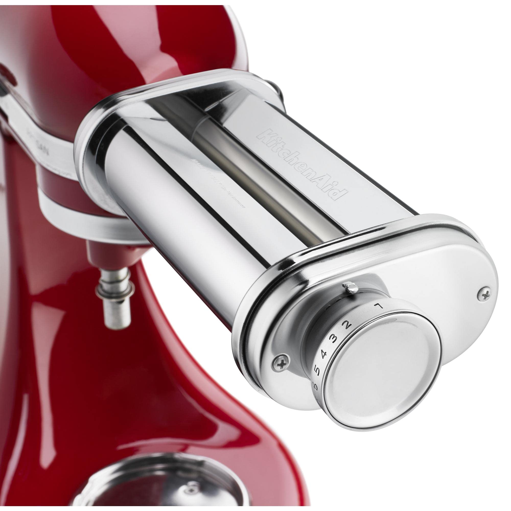 KitchenAid fresh pasta sheet exiting roller highlighting consistent width and texture