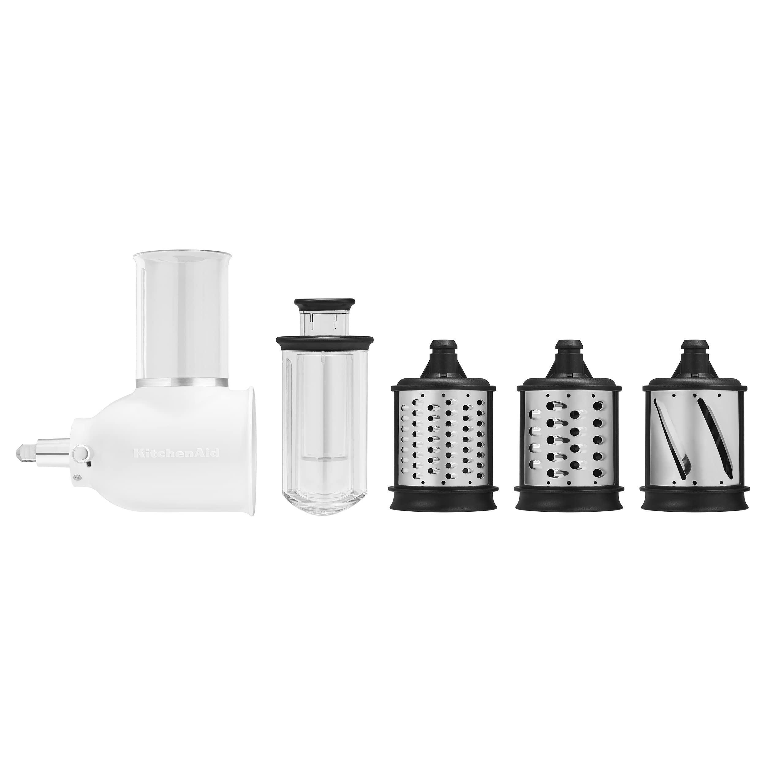 KitchenAid 2-in-1 food pusher detail enabling safe handling of large and small produce benefit