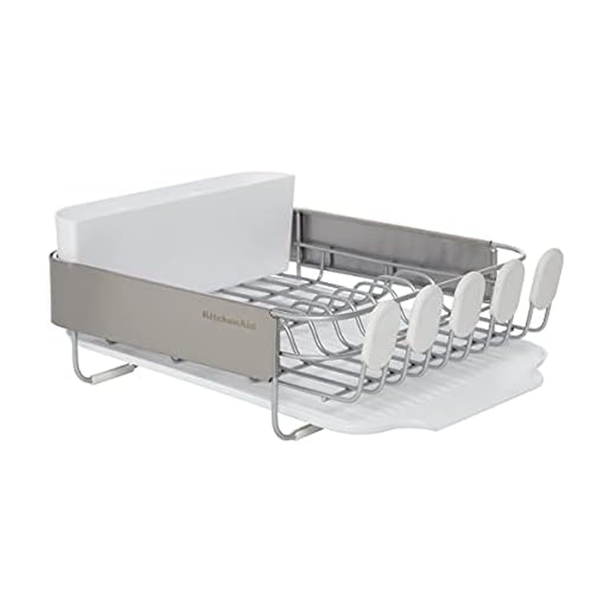 KitchenAid front overview gray dish rack showing compact footprint and organization