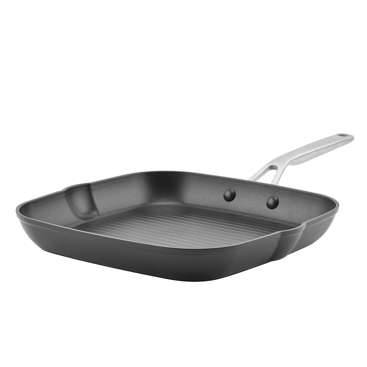 KitchenAid front view of grill pan showing shape and square cooking area for versatile meals