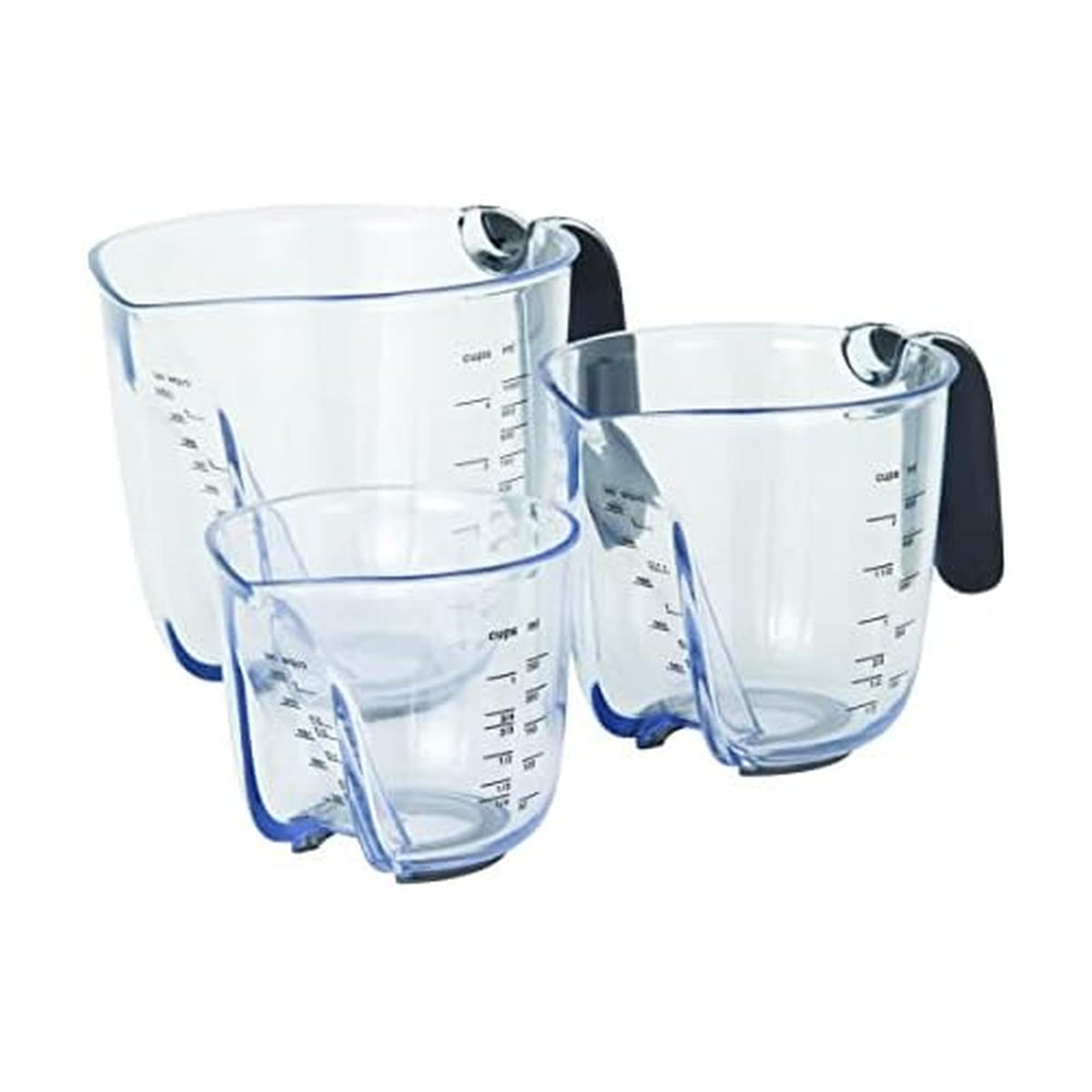 KitchenAid front view of all three measuring cups showing sizes and clarity benefits
