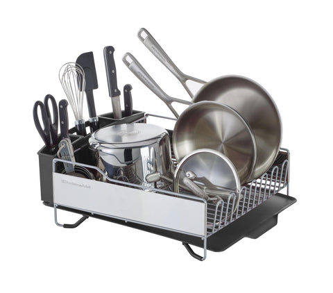KitchenAid front view of full-size dish rack showing large capacity and organized drying