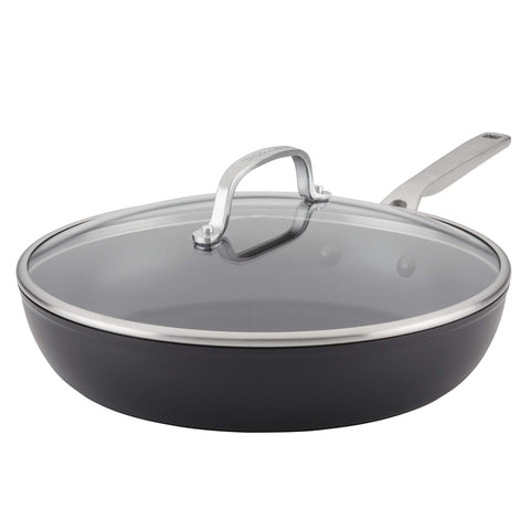 KitchenAid front view matte black pan showing shape and everyday versatility