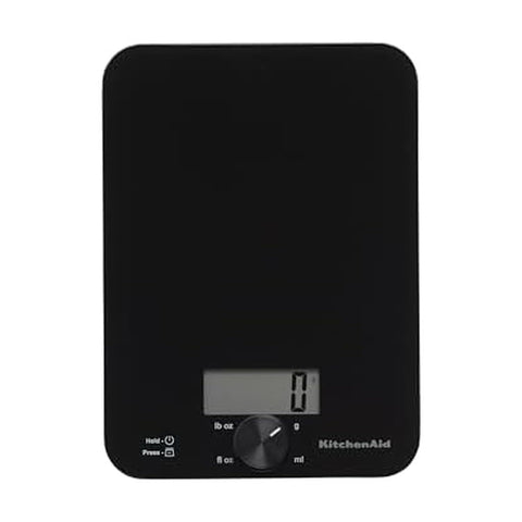 KitchenAid glass scale front view shows compact footprint and clear platform for precise prep