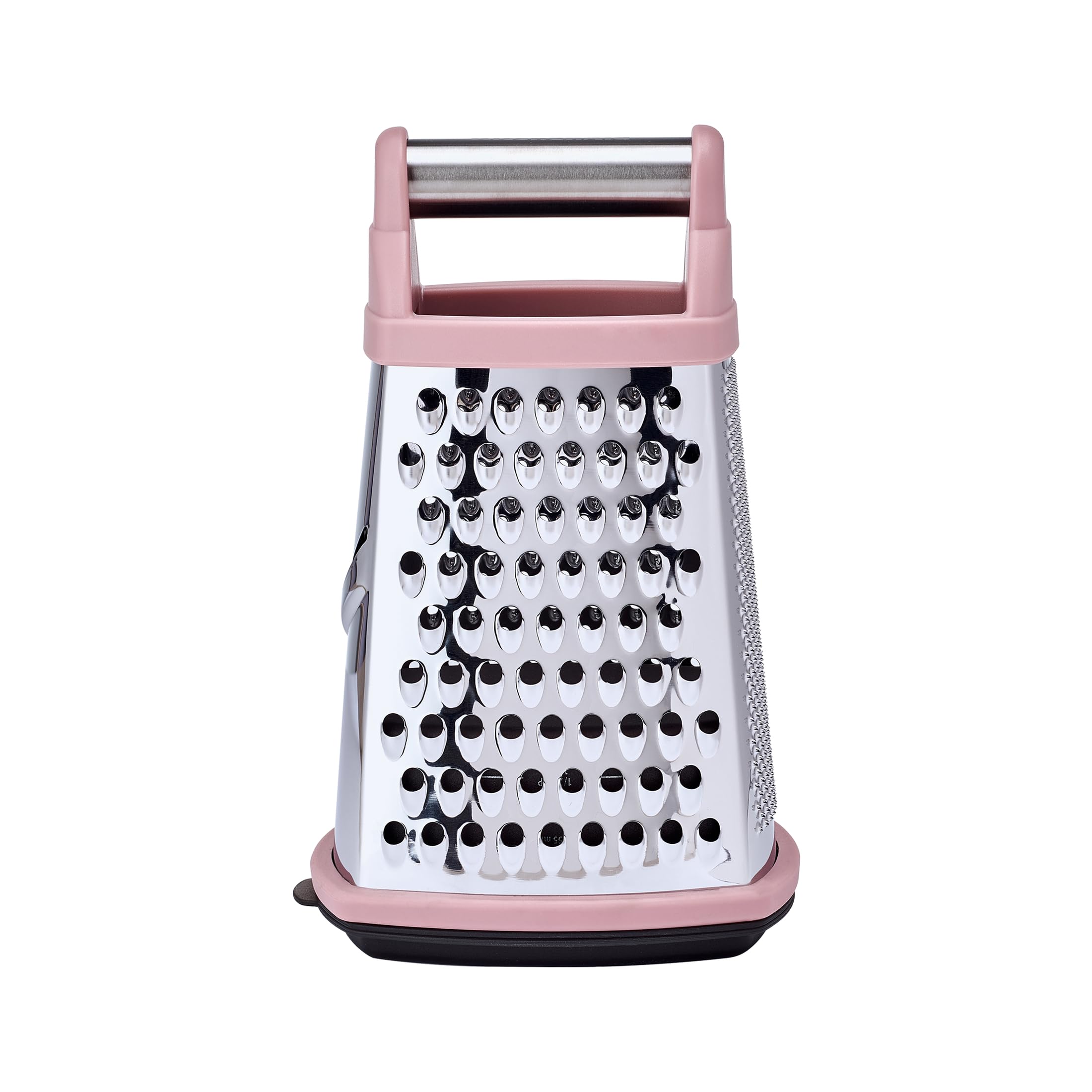 KitchenAid grater in use shredding cheddar into container, keeps counters mess-free benefit