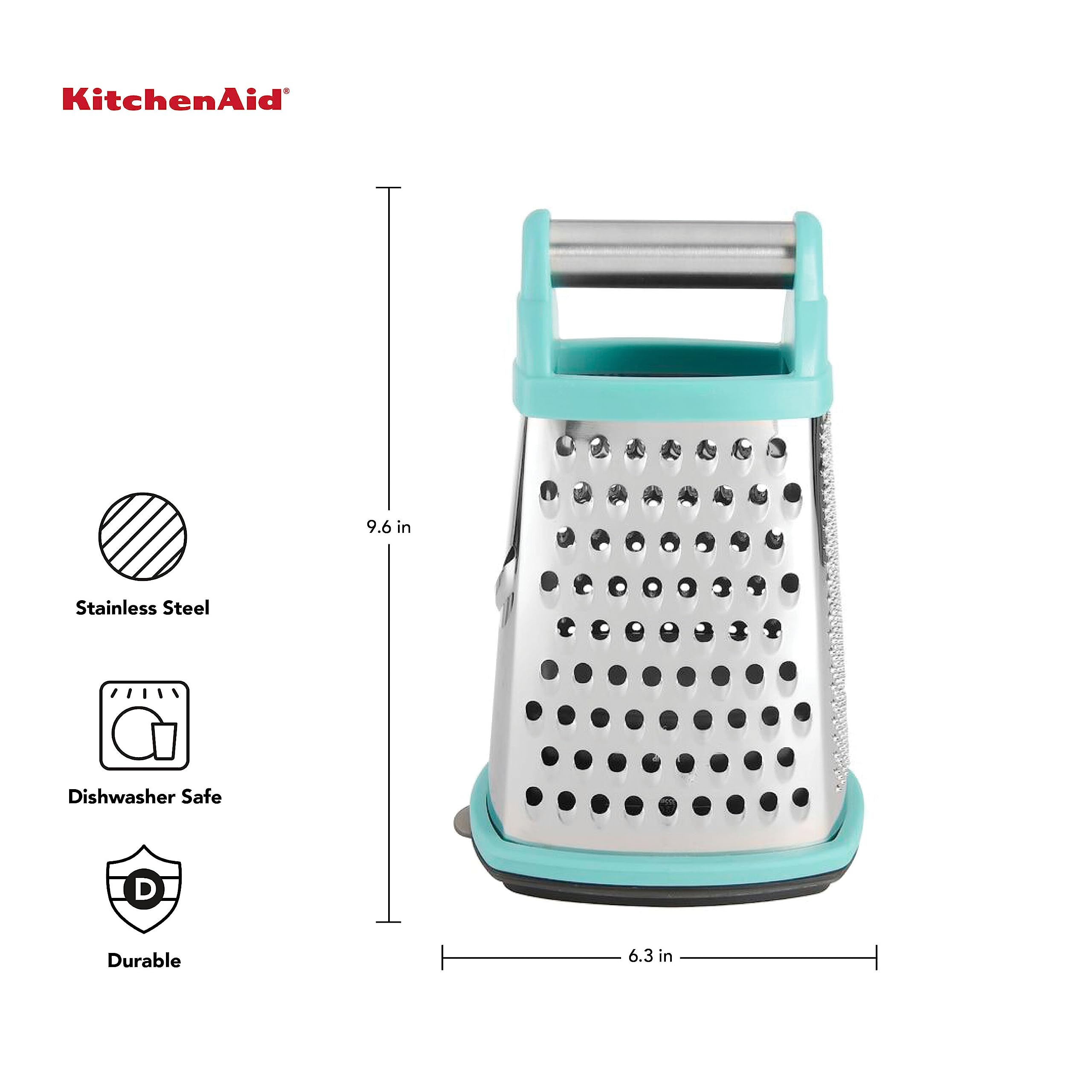 KitchenAid stainless steel top handle close-up for comfortable secure grip