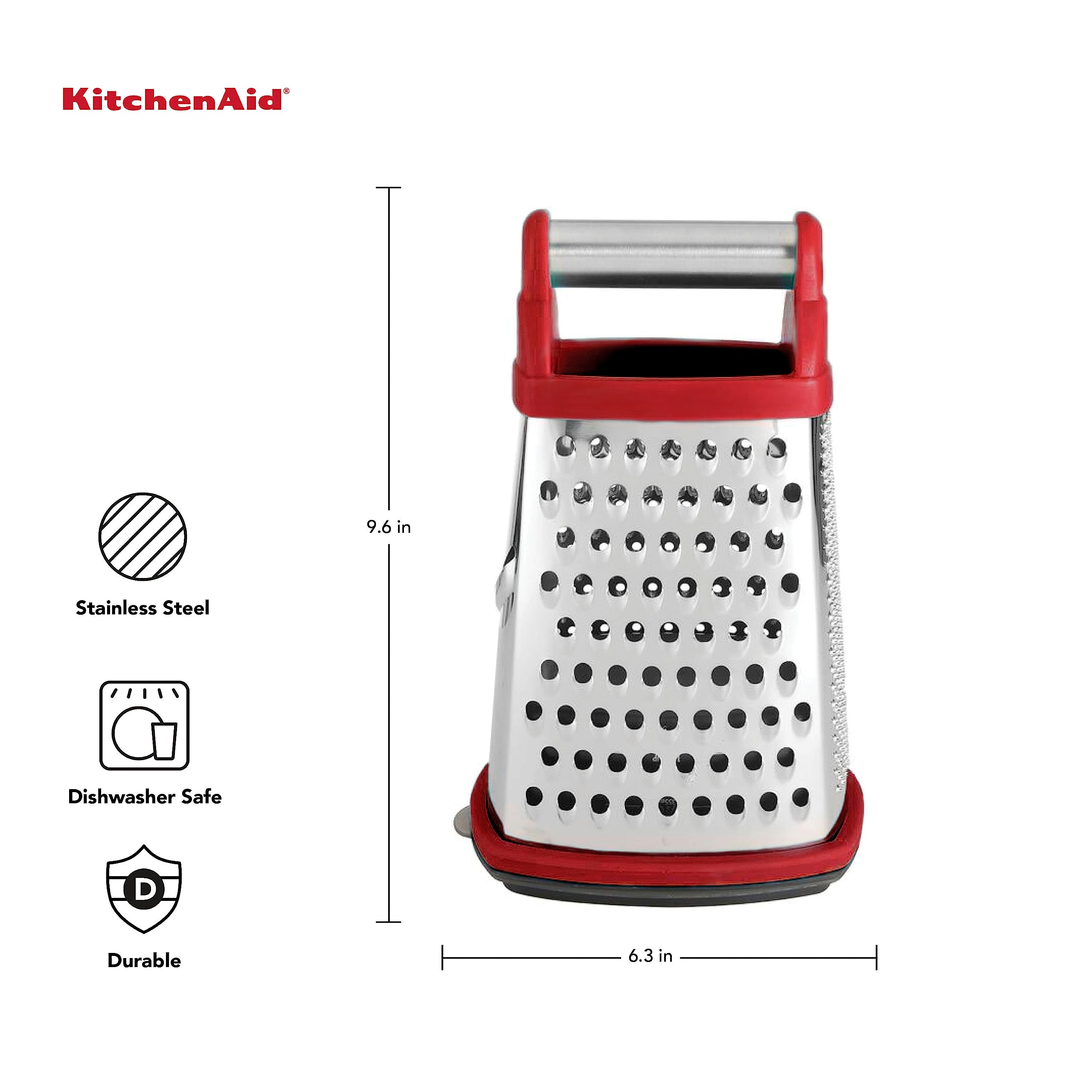 KitchenAid grater stainless top handle close-up for comfortable secure grip
