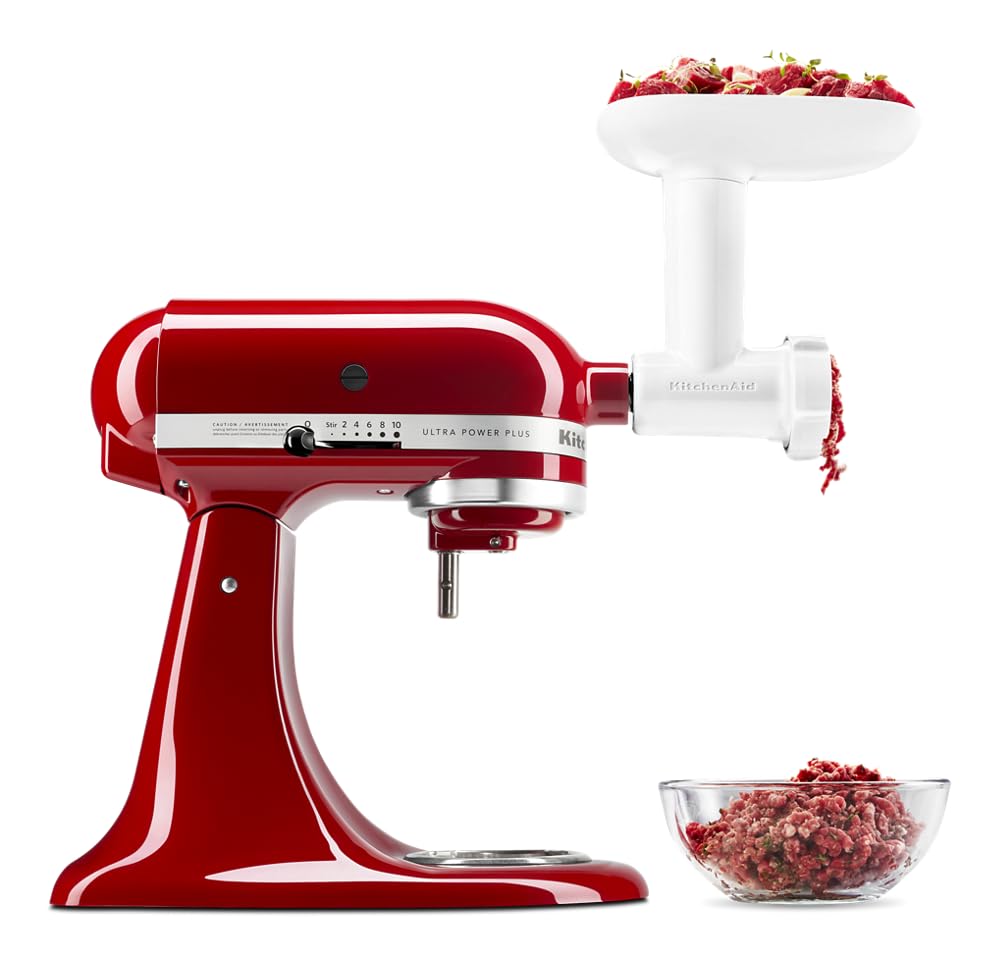 KitchenAid grinder front view showing attachment and sturdy build benefit