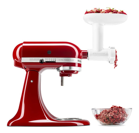 KitchenAid grinder front view showing attachment and sturdy build benefit