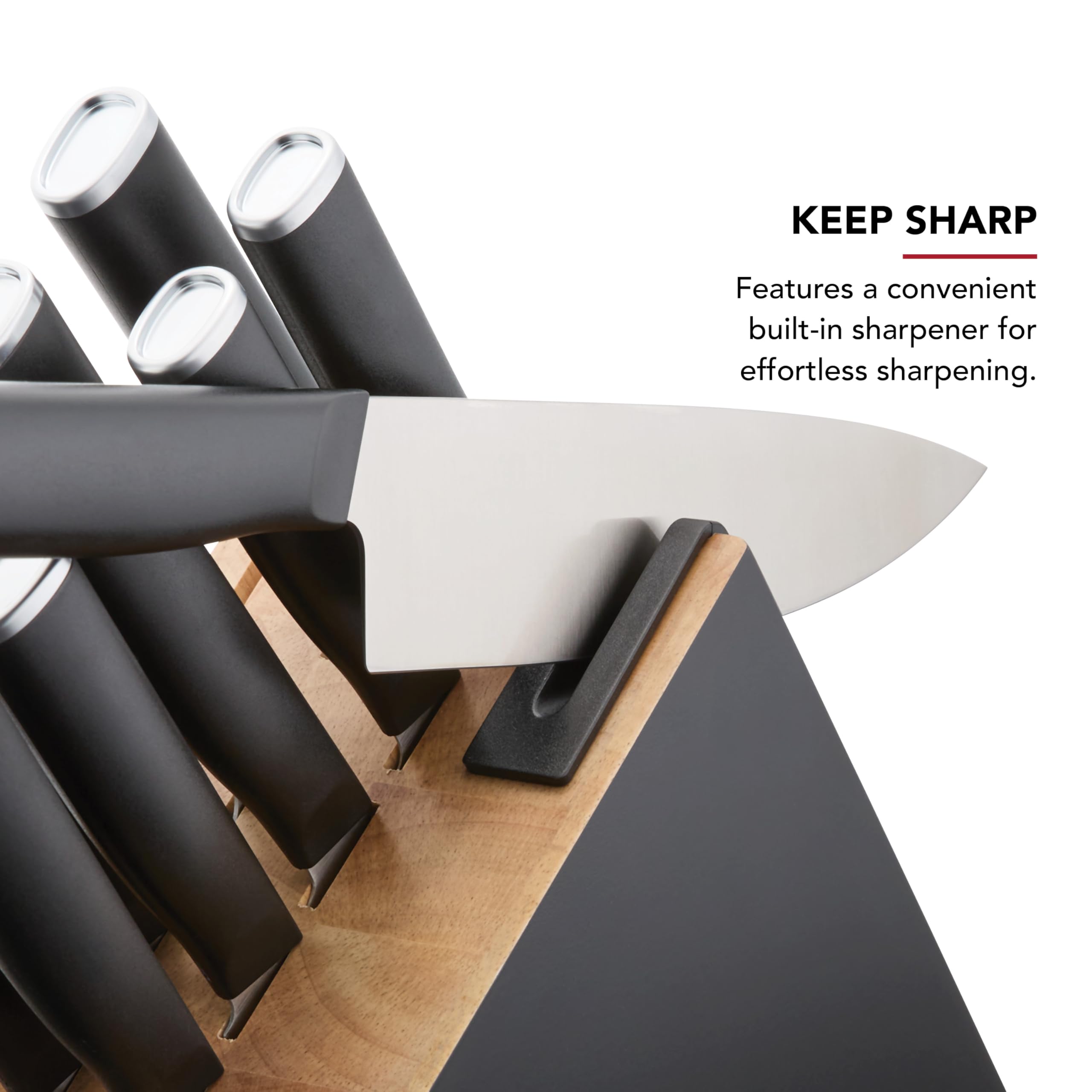 KitchenAid ergonomic handle with chrome endcap for comfortable control