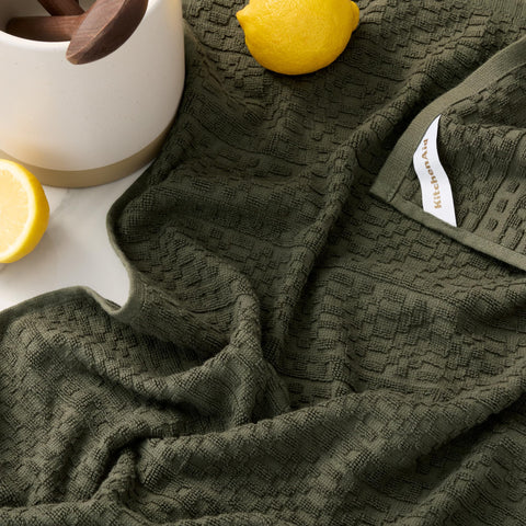 KitchenAid sewn-in label and hanging loop detail for easy display and storage