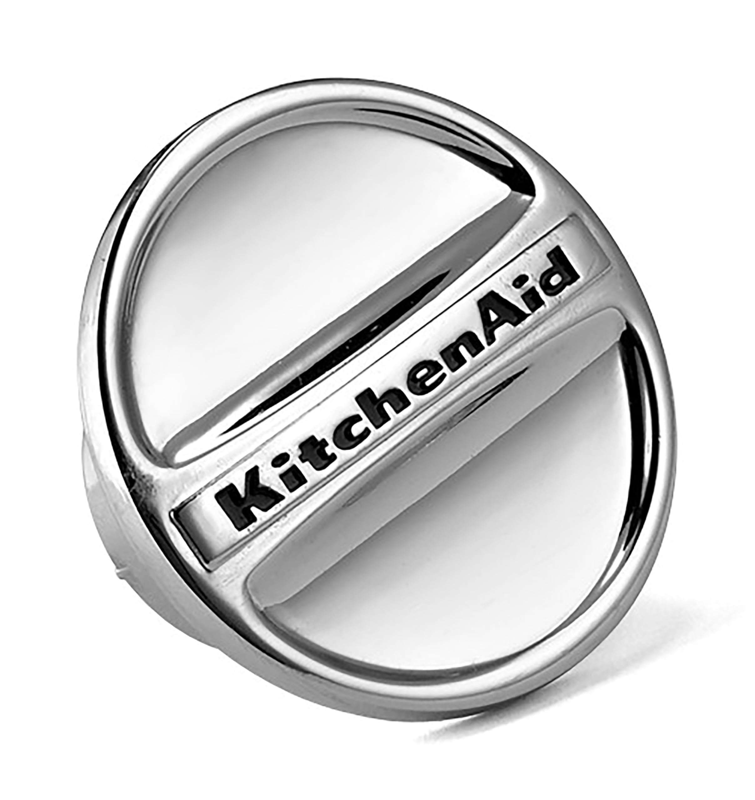 KitchenAid silver hub front view shows clean fit and restored appearance