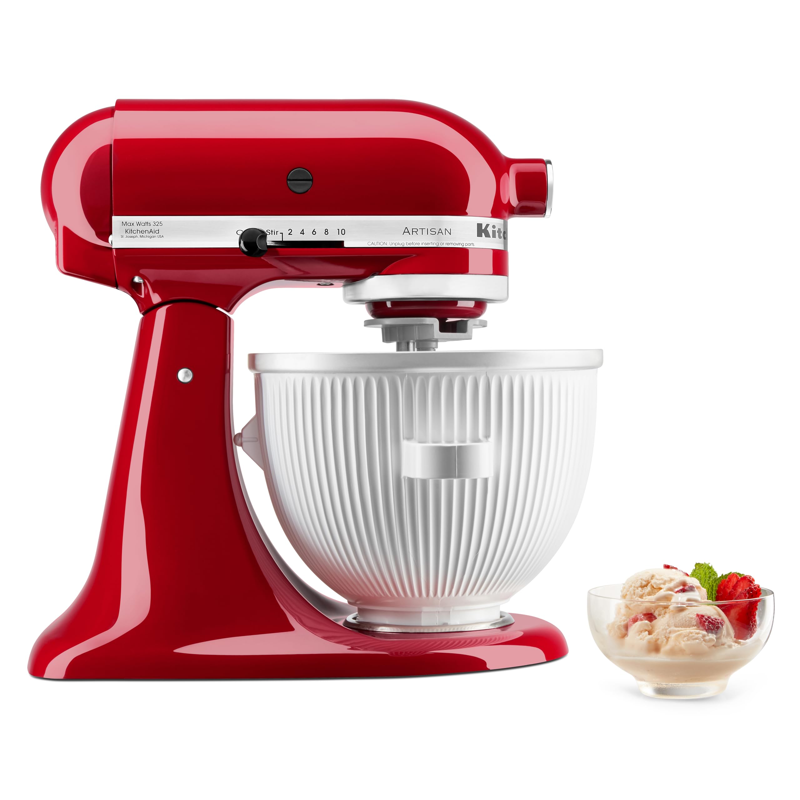 KitchenAid ice cream bowl front view showing compact design and quick churning