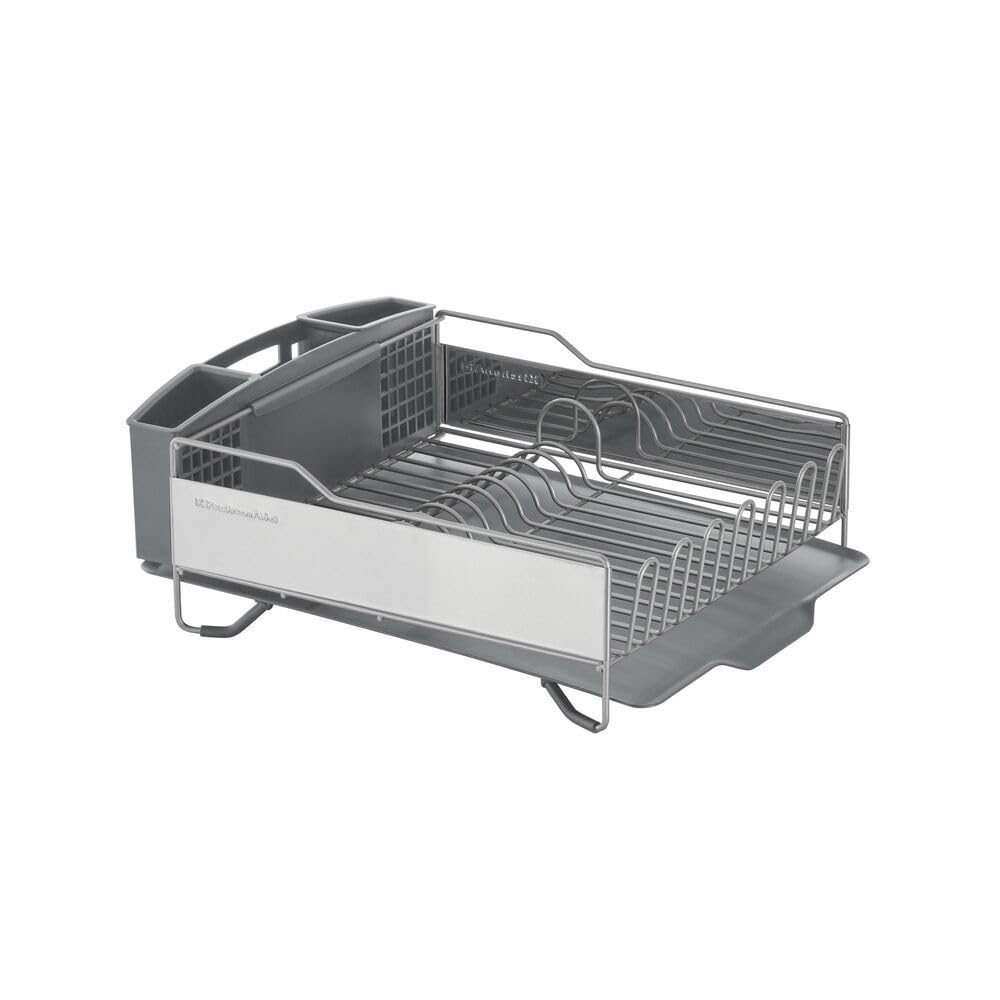 KitchenAid dish rack in kitchen lifestyle scene saving counter space and drying cookware