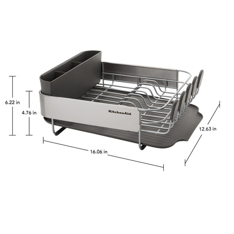 KitchenAid dish rack in a small kitchen saving countertop space benefit