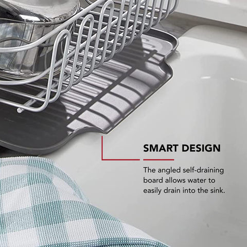 KitchenAid dish rack in use with dishes and pots for efficient air-drying