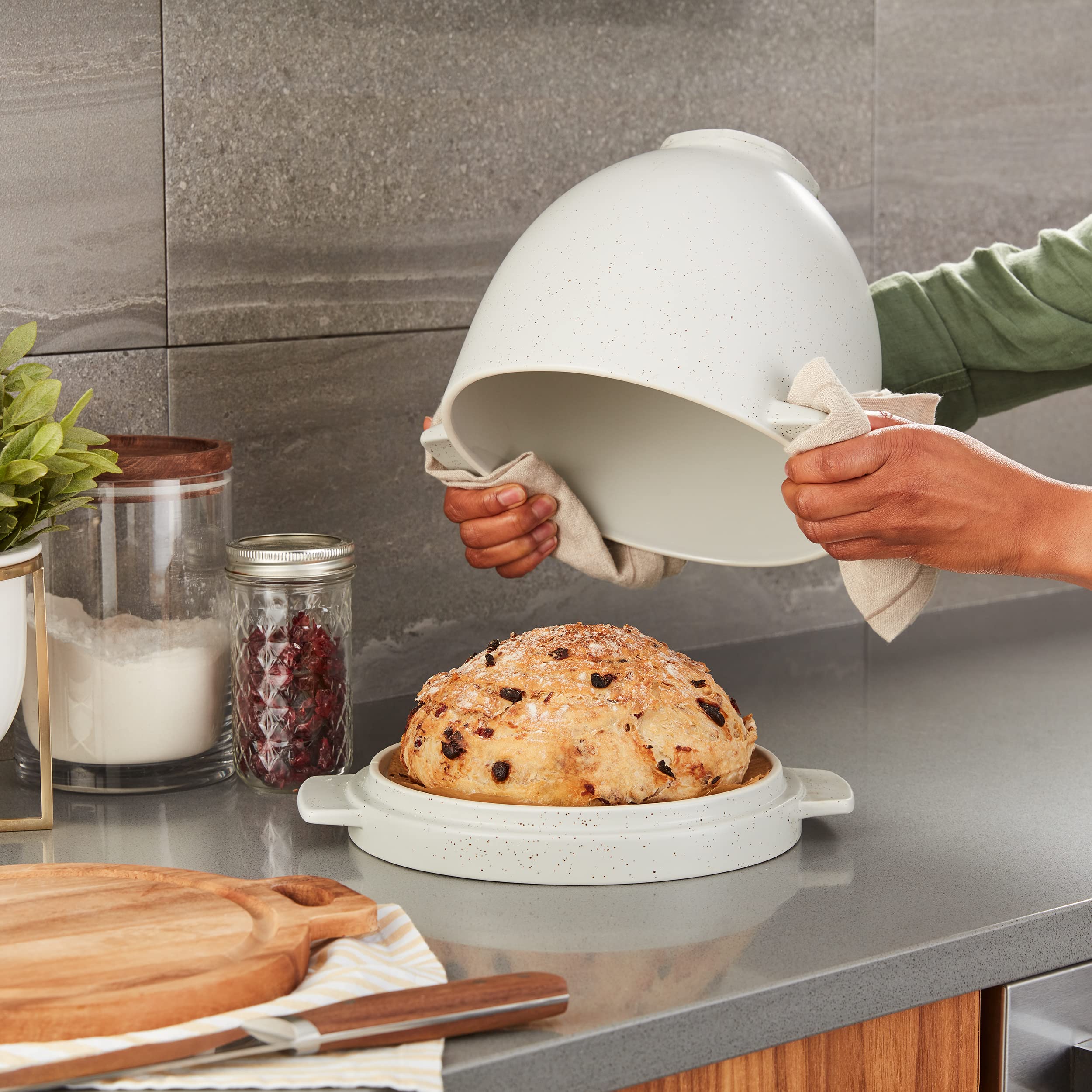 KitchenAid inside view of ceramic bowl showing glazed surface for easy cleaning benefit