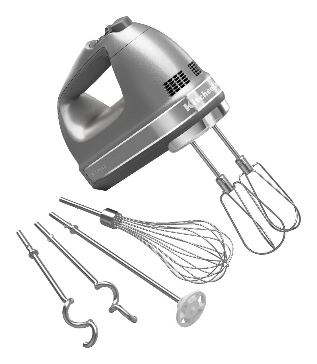KitchenAid KHM926 front view showing Contour Silver body and controls for confident handling
