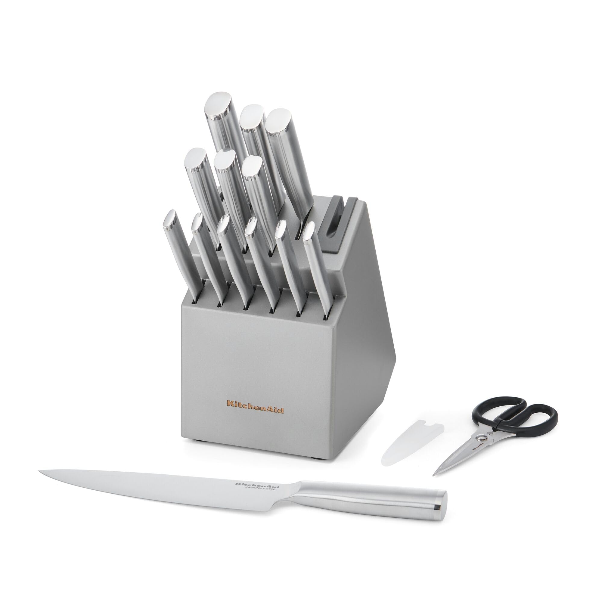 KitchenAid cutlery set in kitchen scene demonstrating professional prep convenience