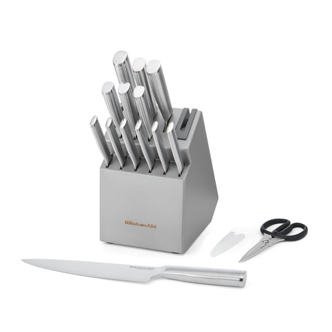 KitchenAid cutlery set in kitchen scene demonstrating professional prep convenience