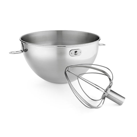 KitchenAid kn3cw front view showing bowl and combi-whip for versatile mixing