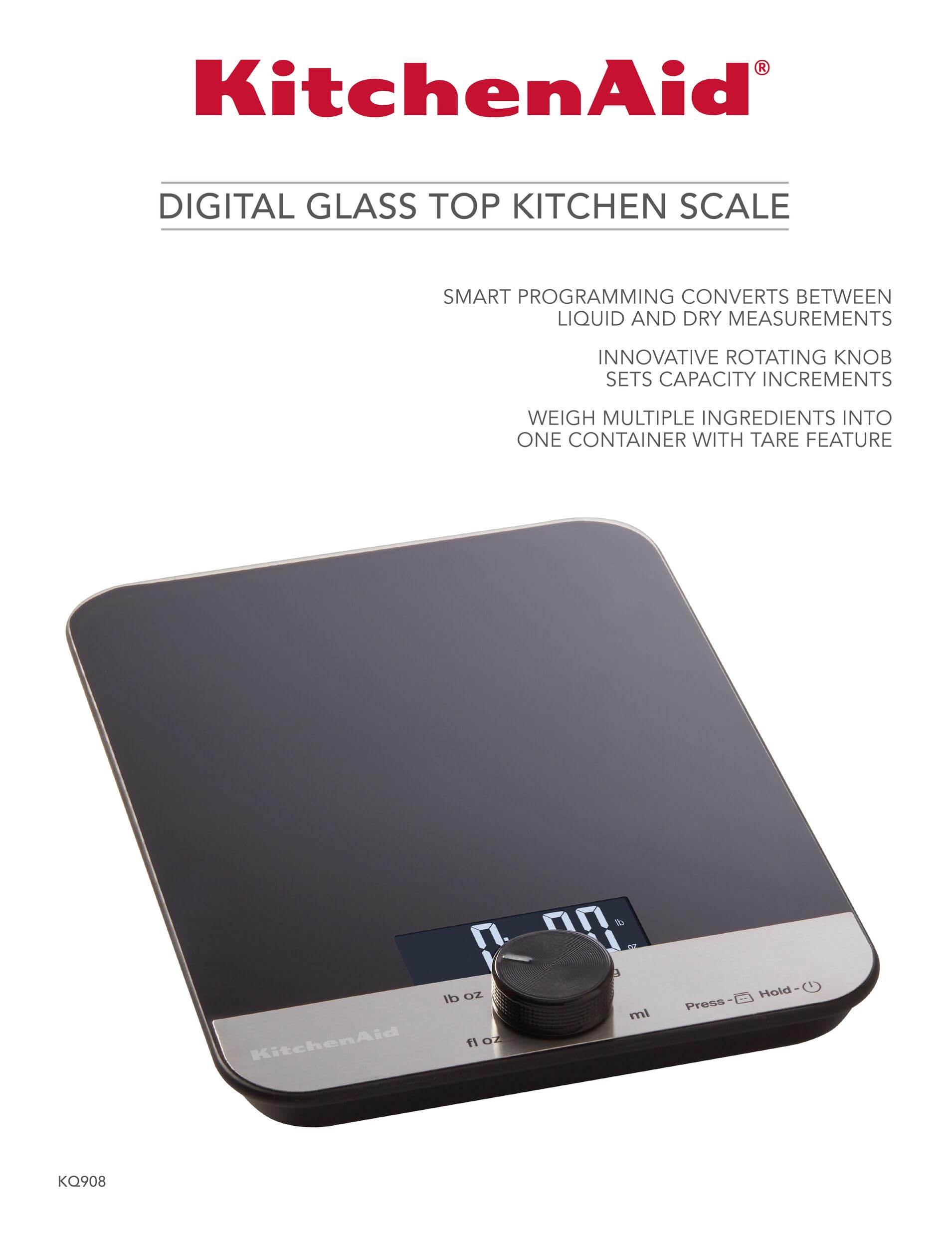 KitchenAid scale in use with mixing bowl to measure ingredients accurately